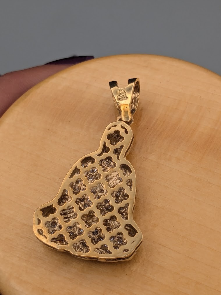 10k Yellow Gold Cubic Zirconia Accent Buddah 22x39mm Pendant ~ 5.1g