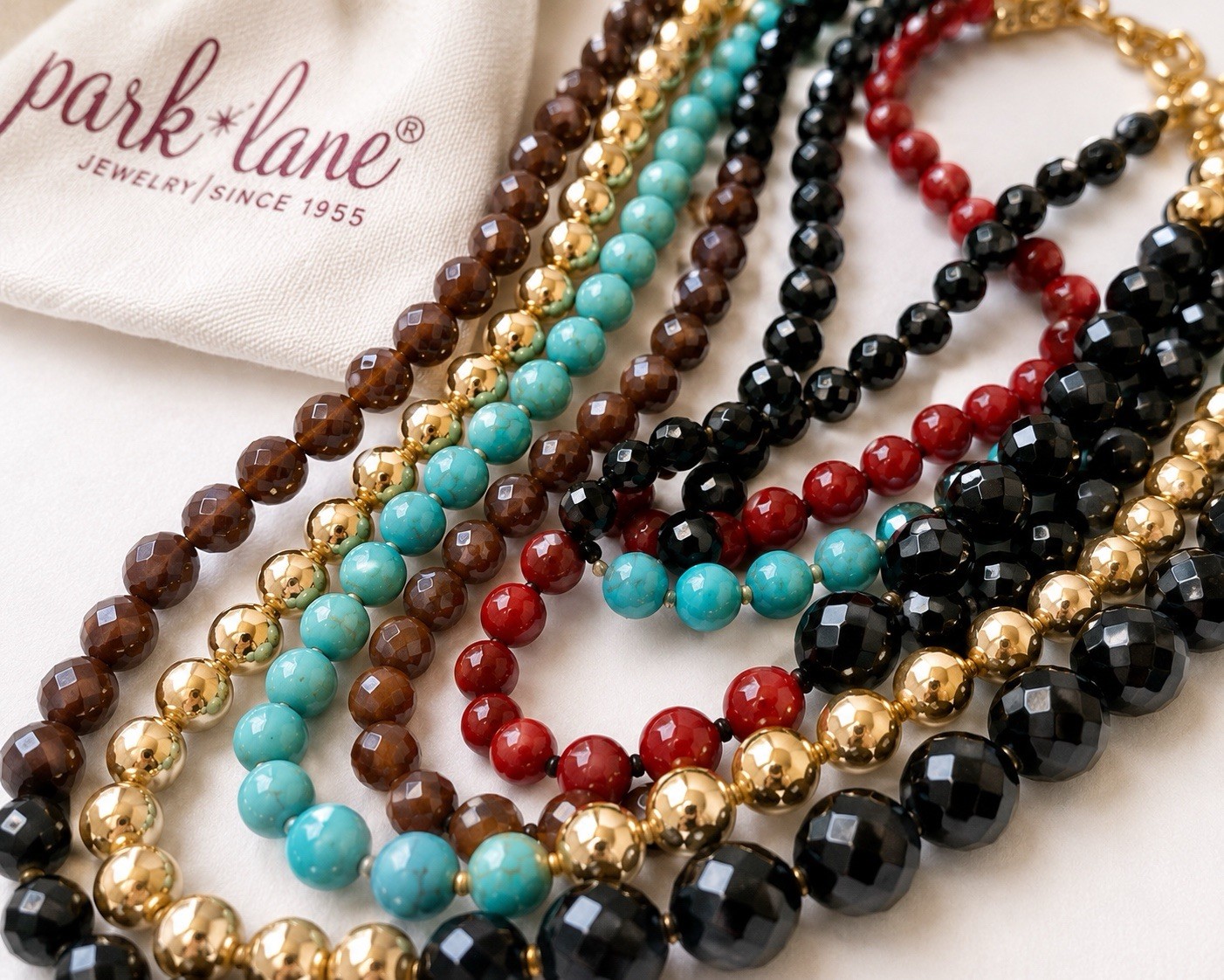 Park Lane Multi Strand Beaded Statement Necklace Colorful Boho w/ Dust Bag