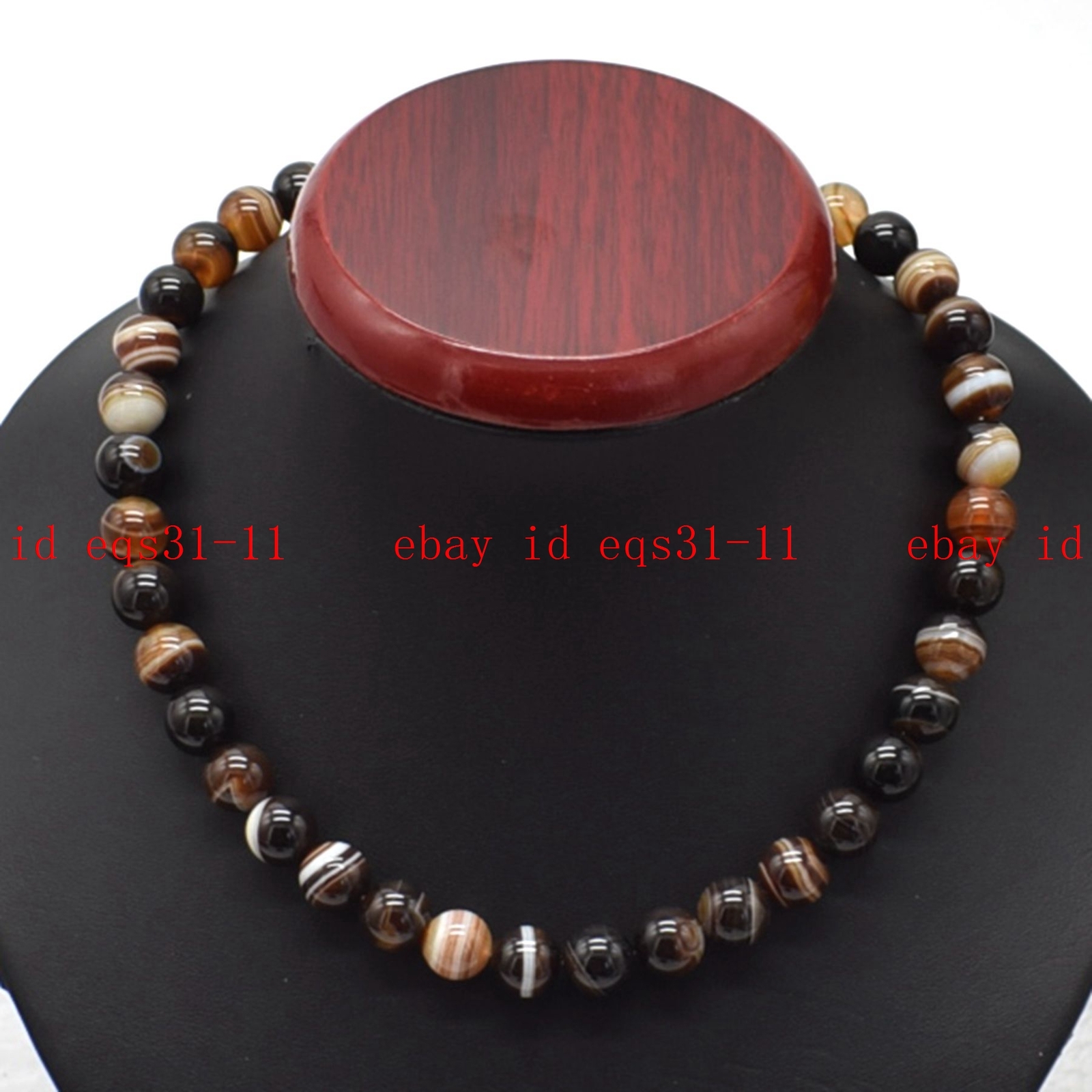 Genuine 10mm Brown Striped Agate Round Gemstone Beads Necklace Jewelry 16-36″ AA