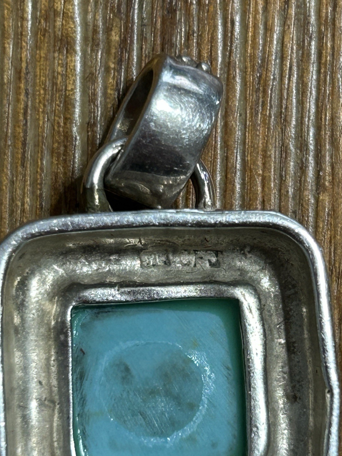 Sterling CFJ Turquoise Square Pendant 9.1 grams
