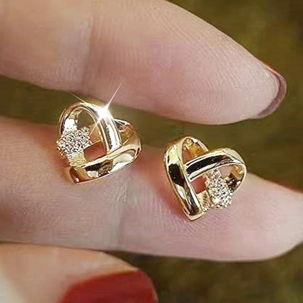 Huitan Eternity Love Earrings Ear Stud Piercing Silver Color/Gold Color Fashion