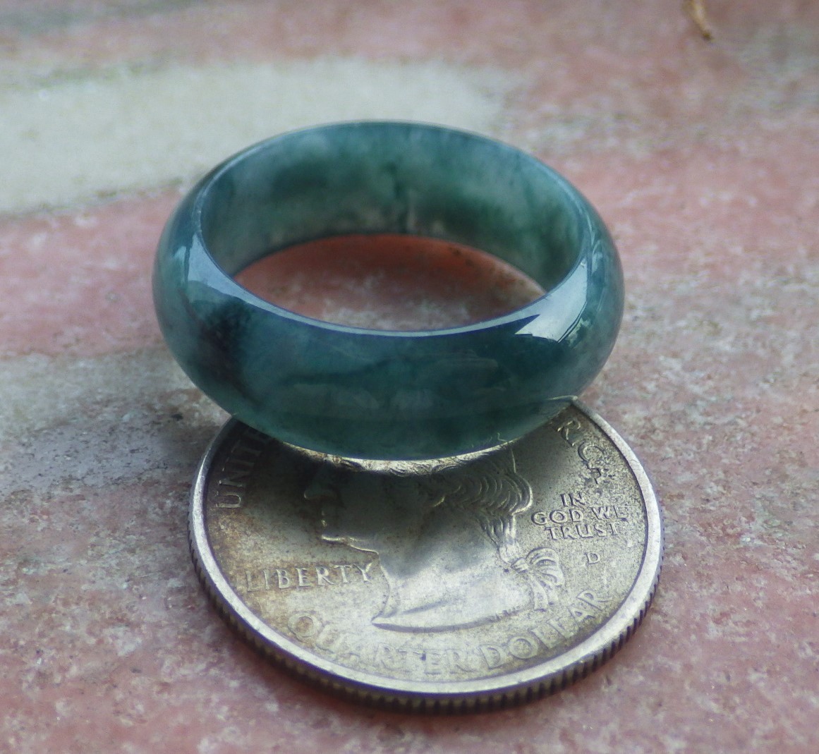 Video Certified Green Natural A JADE Jadeite Circle RING USA. 10.5 戒指 131472 VS