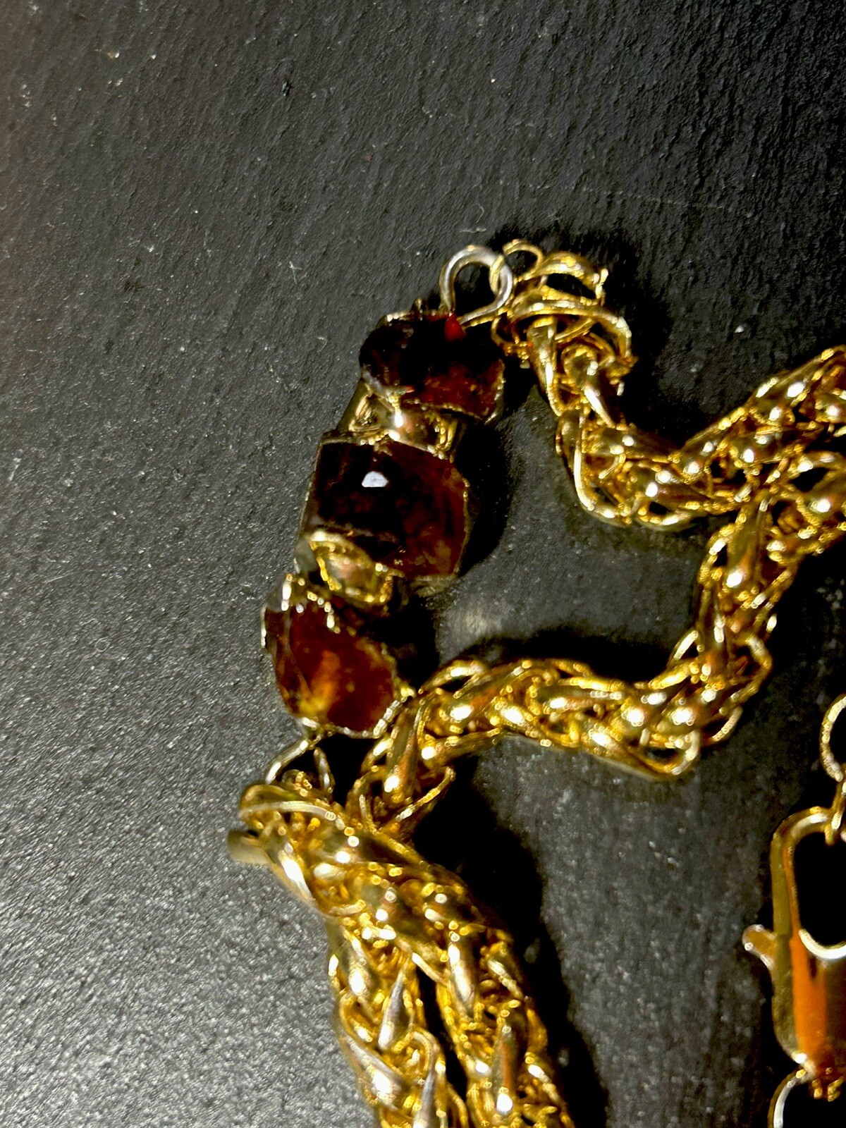 18k Gold Plated 925 Sterling Silver & Raw Citrine gems bracelet Italy Mia Fiore