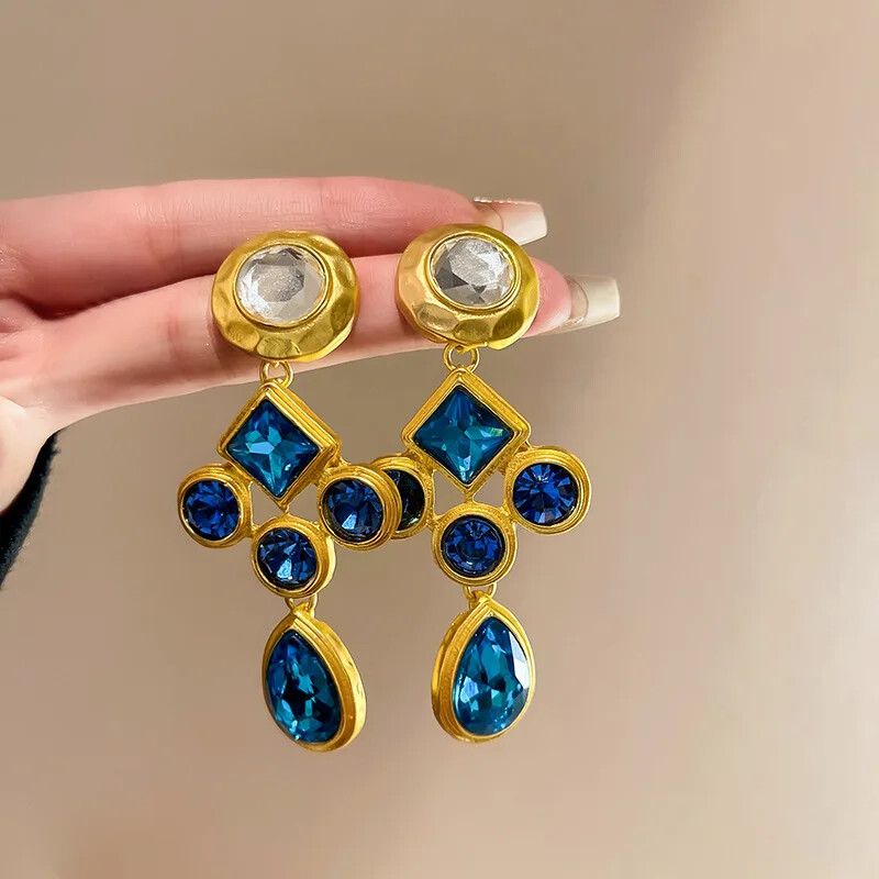 women rhinestone inlaid droplet earrings luxury fashionable earrings for women