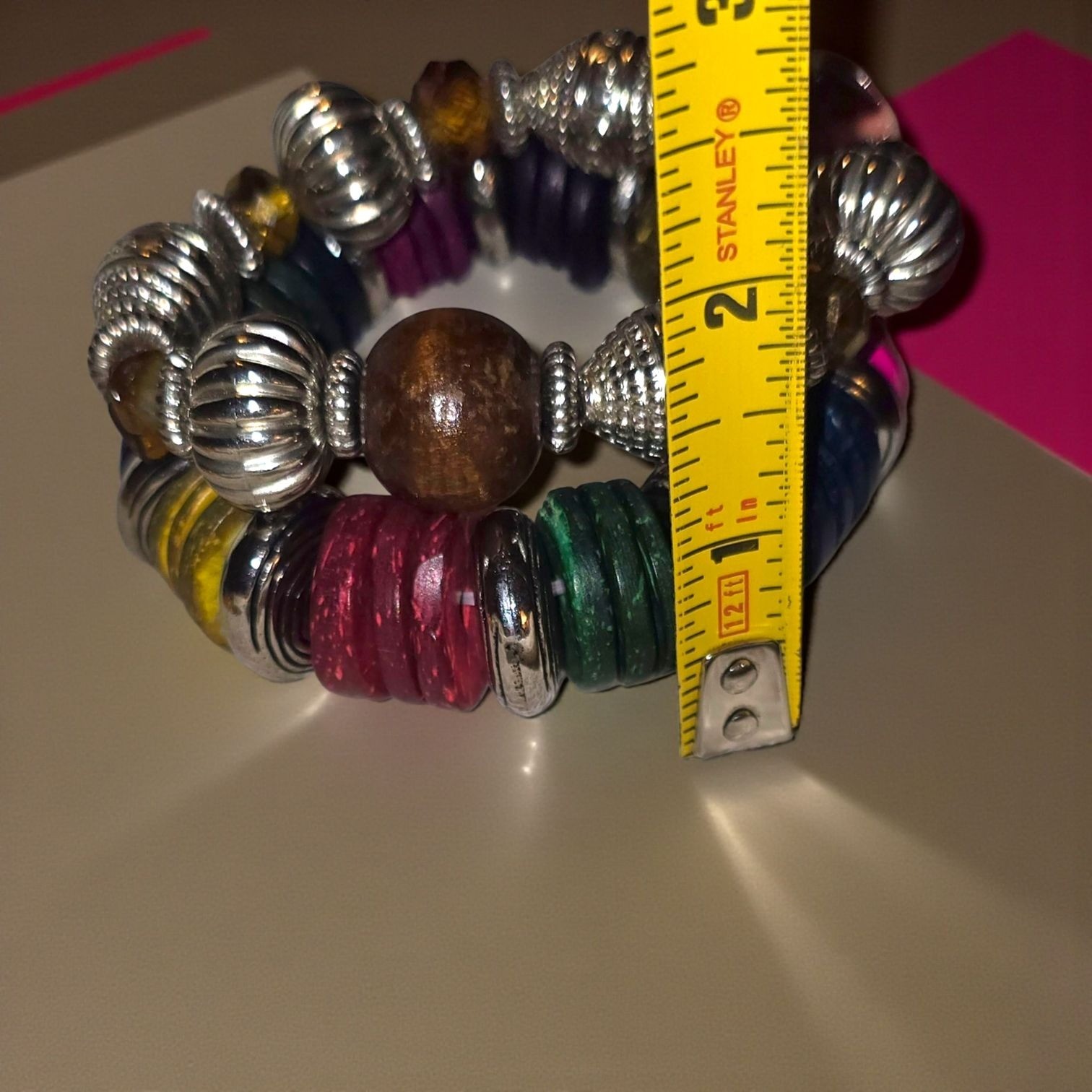Colorful Beaded Stretch Bracelets 4 With Silver Accents & Mixed Materials (BX)