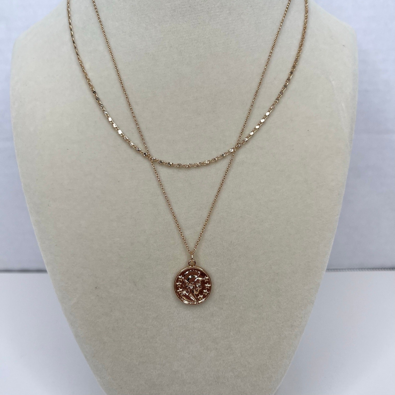 Revolve Ettika Fashion Jewelry Gold Necklace Combo Chain and Coin GTN2289 NWT
