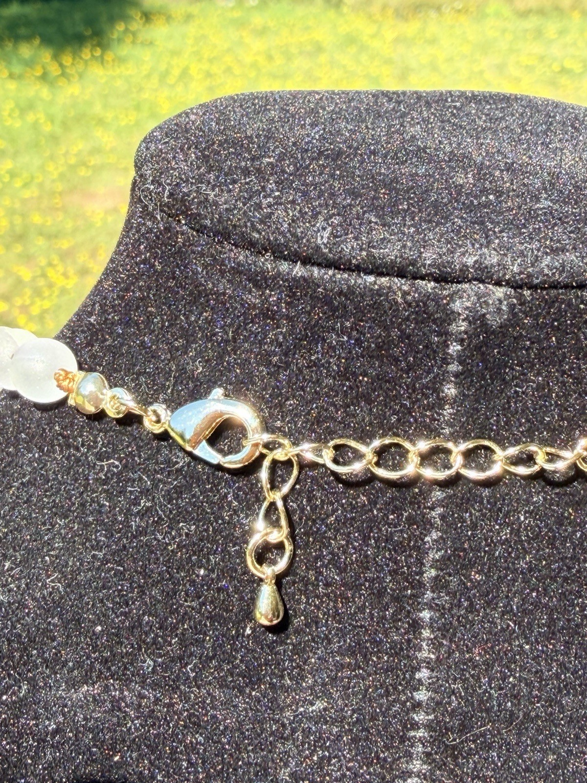 Opalite Aurora Borealis Iridescent Glass Bead Necklace. Gold Tone Accents – 16”