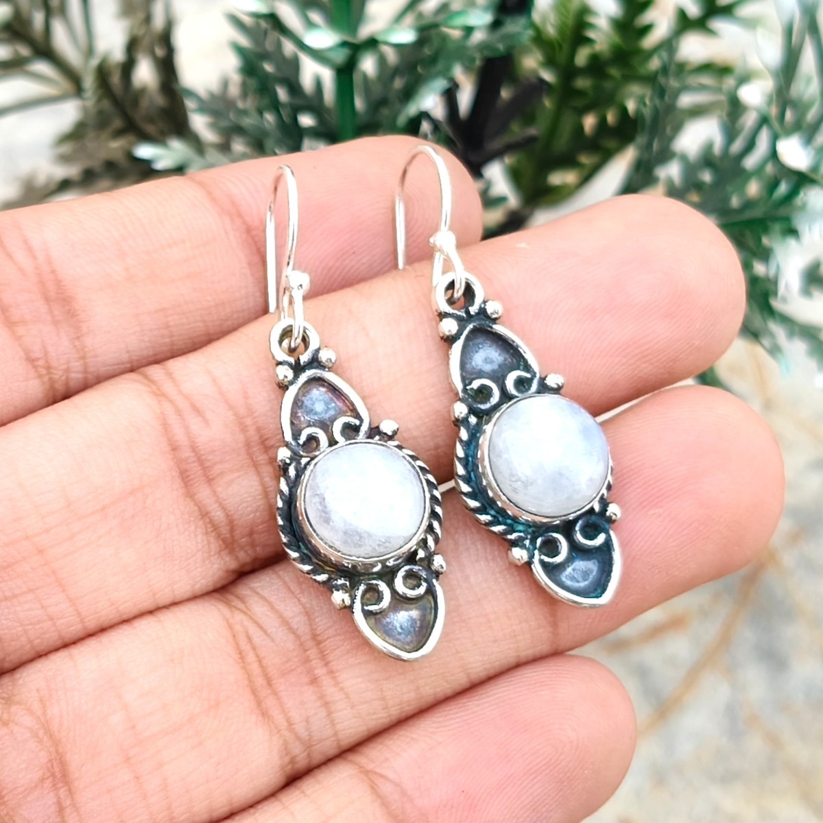Lovely Moonstone 925 Sterling Silver Earring Wedding Women Best Gift AB-30
