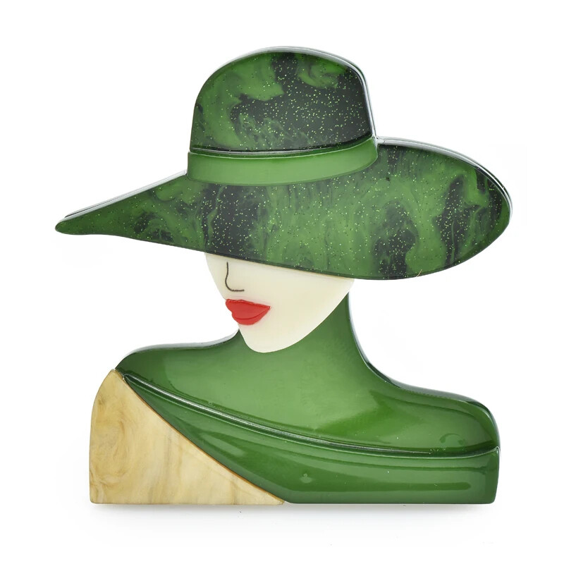 Acrylic Beautiful Lady Brooches For Women Modern Girl Figure Party Office Brooch
