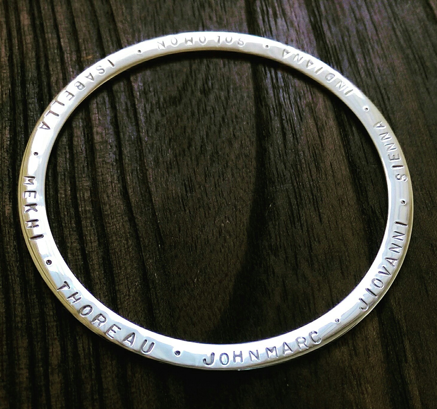 Stainless Steel Personalised Hand Stamped Bangle Silver, Gold, Rose Gold & Size
