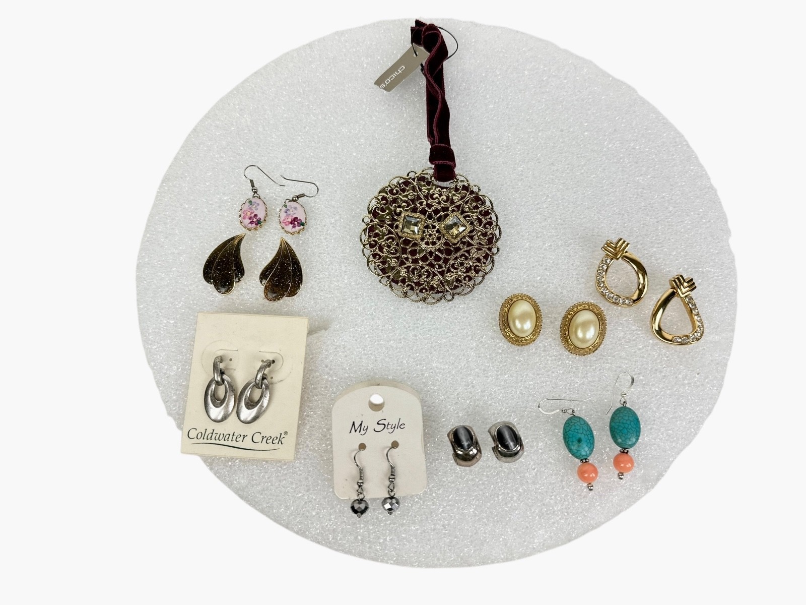 Lot 8 Pair Earrings Costume Fashion Jewelry Chico’s ,Coldwater Creek