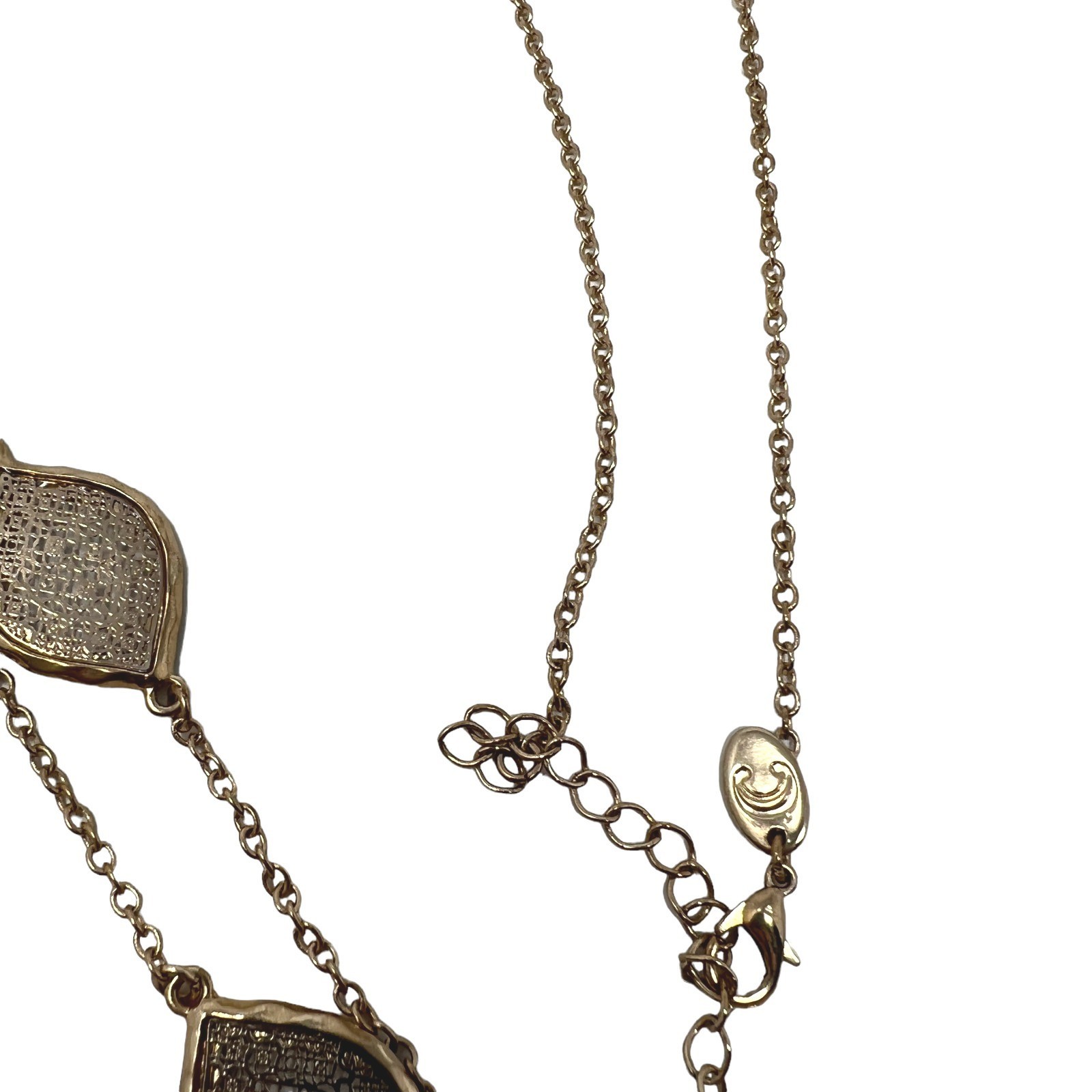 Charming Charlie Necklace Gold Tone Chain Filigree Stations 36 in