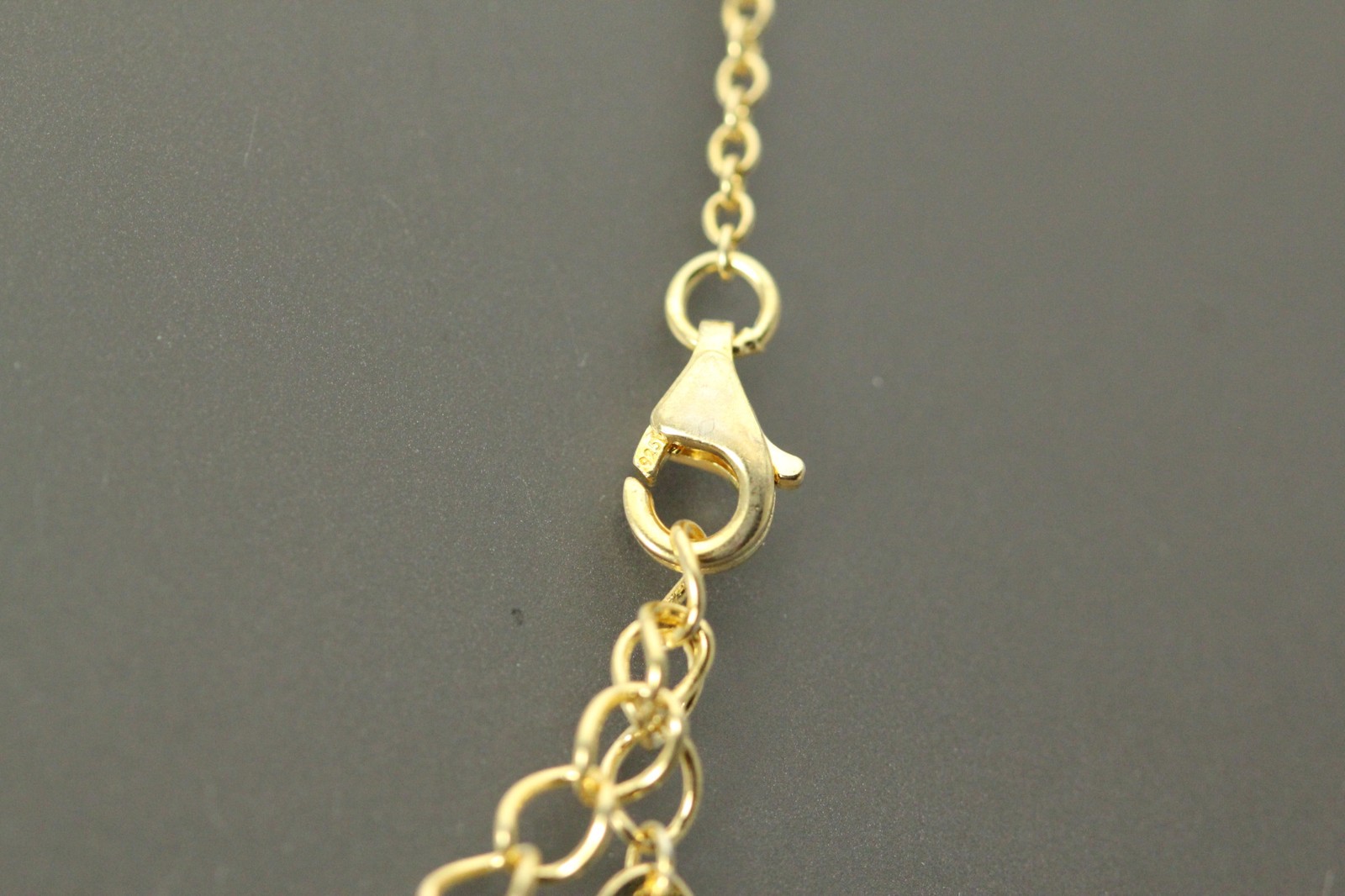 Gold Plated Green & Clear CZ Tear Drop Sterling Silver 19″ Necklace 5.2g NEC5824