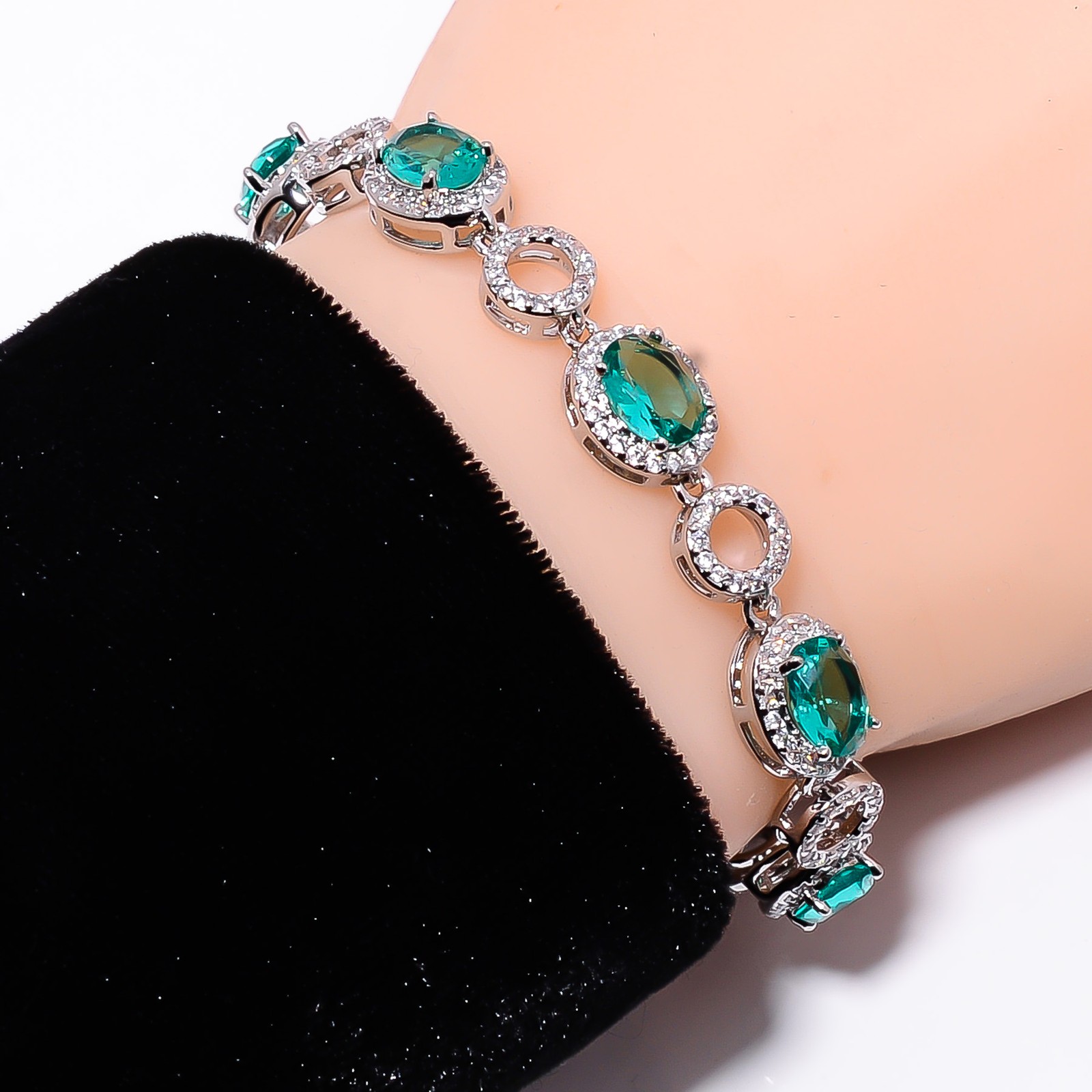 Paraiba Tourmaline, CZ 925 Sterling Silver Adjustable Bracelet 7-8″ B13224