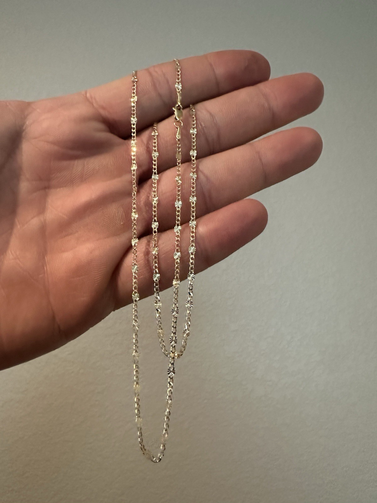 10k Solid Gold Cuban Valentino Chain Necklace, Lobster Clasp, No Stones