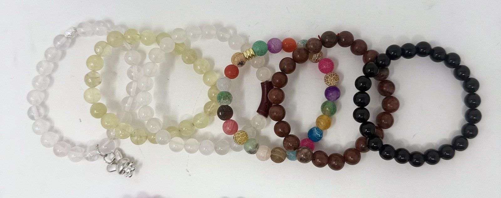 Lot Of 24 Crystal Bracelets 8mm Beads Mixed Materials