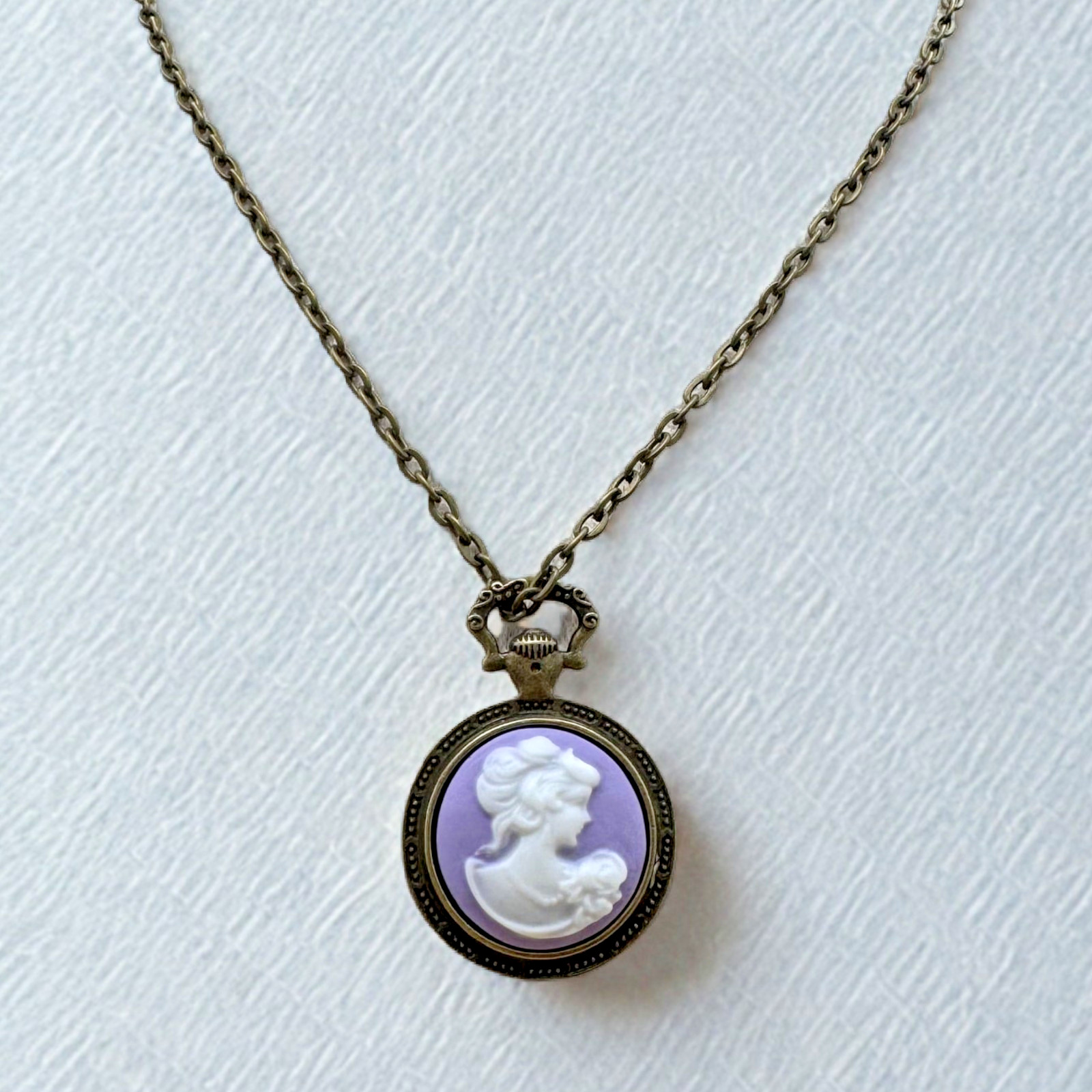 Handcrafted Victorian Inspired Cameo Silhouette Necklace Antique Bronze Pendant