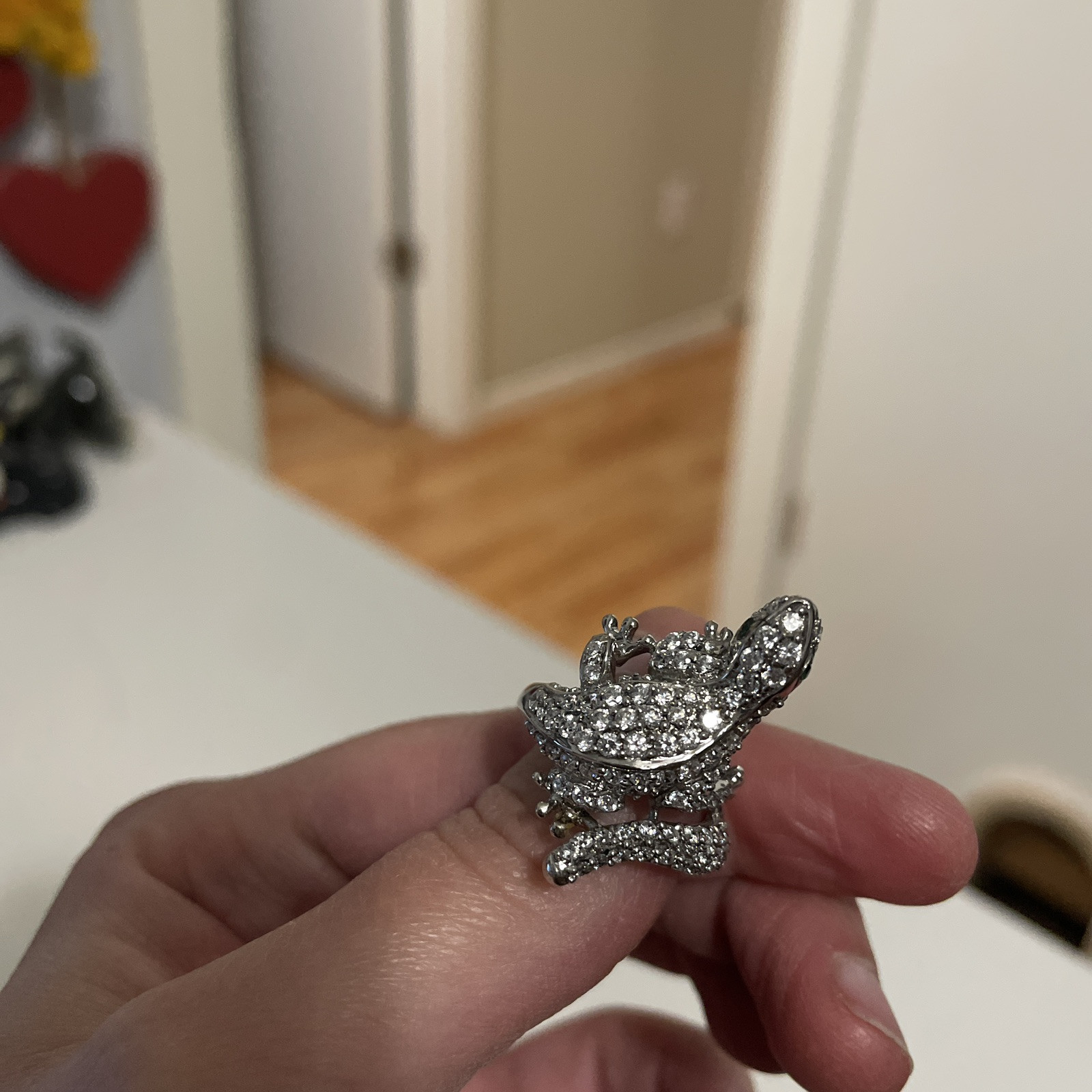Sonia B Bitton 925 Silver CZ Gecko Lizard Ring Size US 6.5