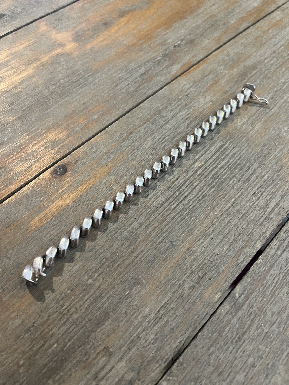 925 Sterling Silver Macaroni Link Bracelet Made In Italy 7.25 inches