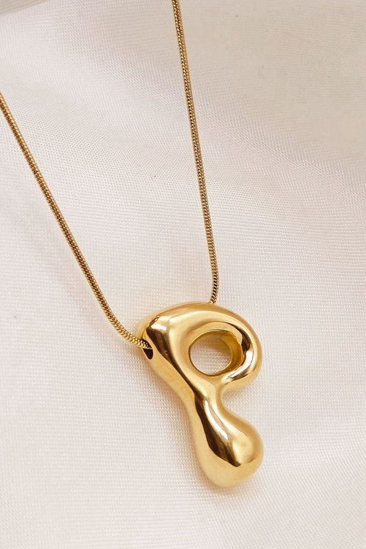 18k Non-tarnish Bubble Initial Necklace