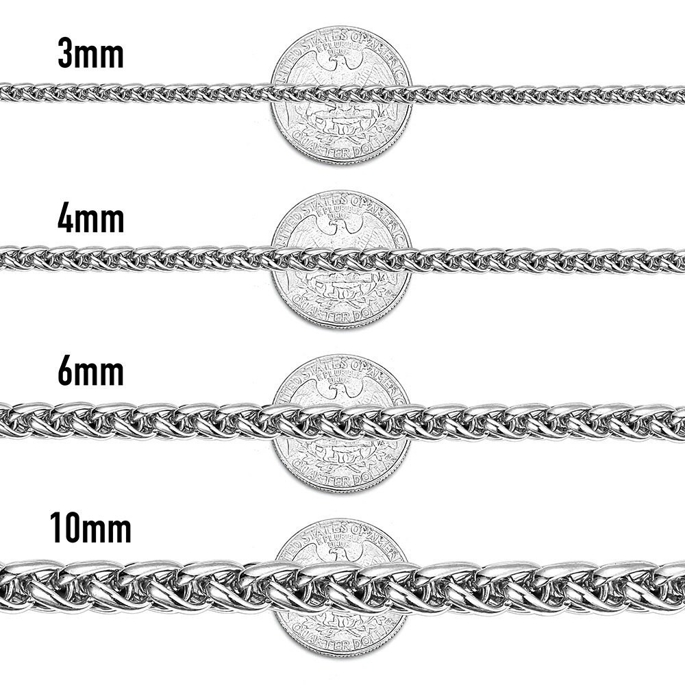 USA Stock 4mm 26″ Braided Wheat Chain 316L Stainless Steel Men Women Necklace