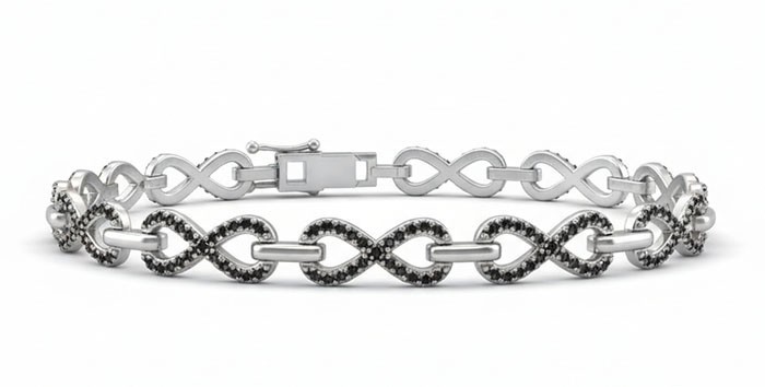 GENUINE DIAMOND BRACELET 14k WHITE GOLD PLATED – 7.5″ Long – NEW WITH TAG