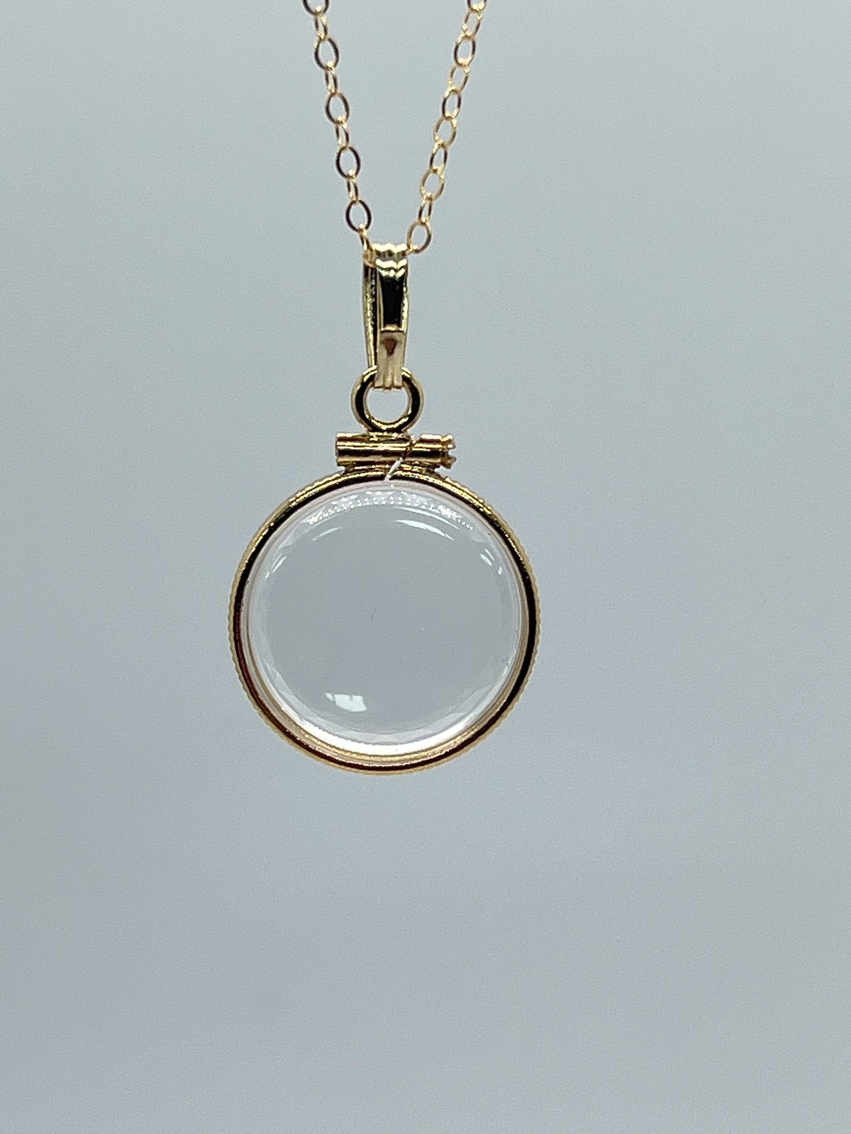 Solid 14k gold REVERSIBLE 16mm Empty Diamond Edge Handmade shaker Locket