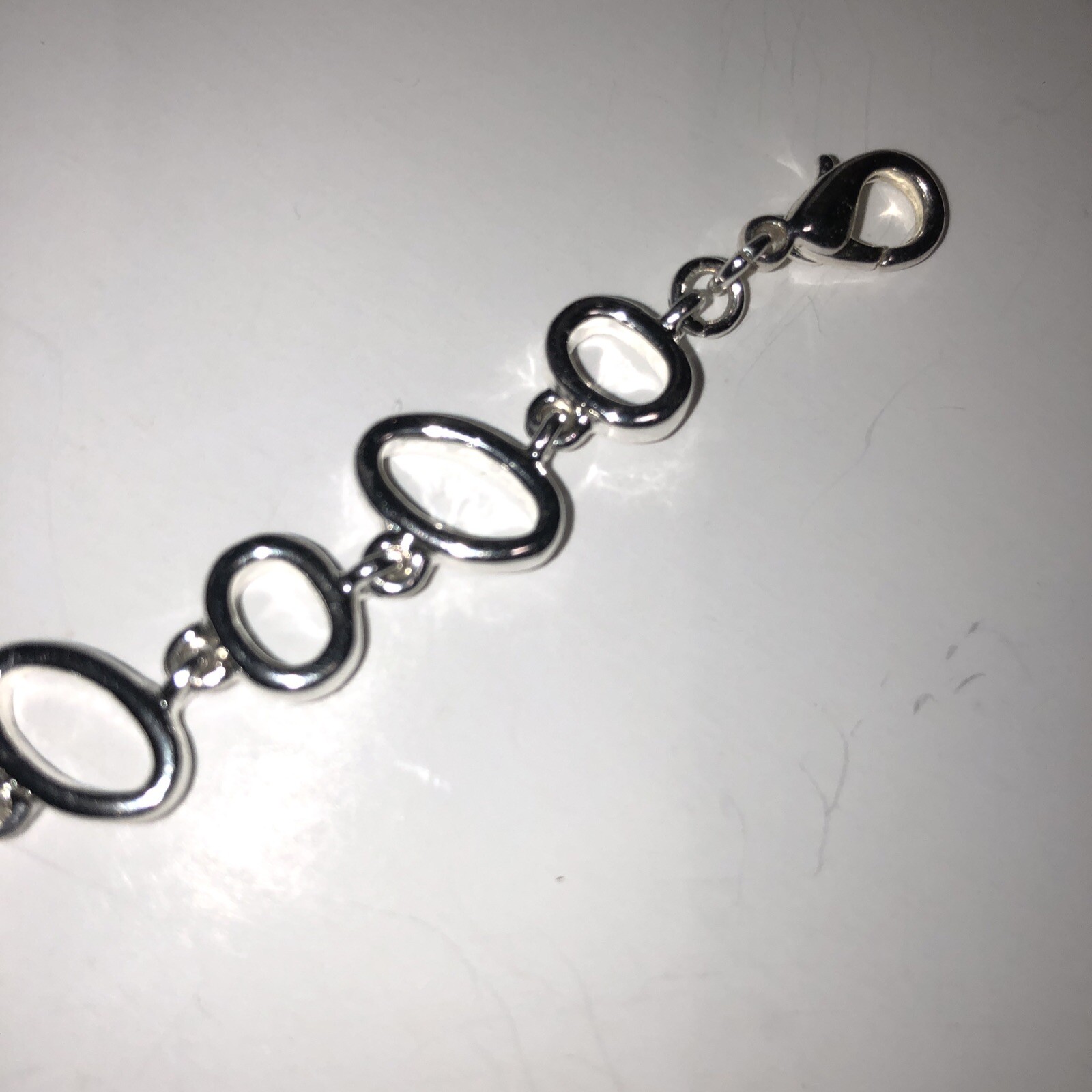 Elegant Silver Plated Ovals Necklace 16.5 to 19.5 Inches Wedding Jewelry