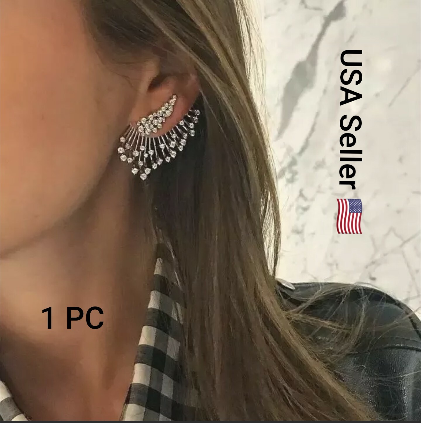 Gorgeous Silver Plated Stud Earring for Women White Sapphire Jewelry Simulated