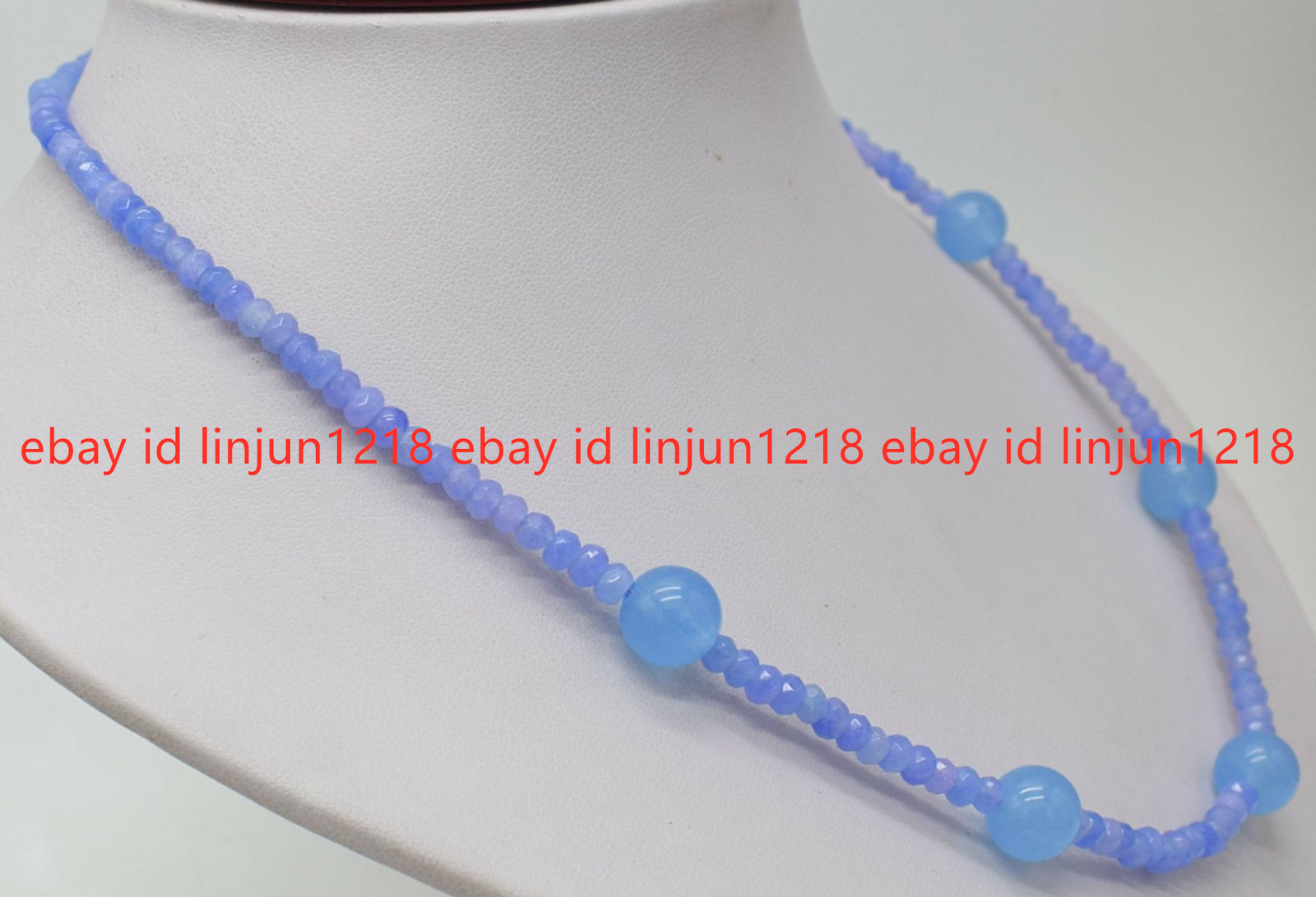 Elegant 2x4mm Blue Aqamarine Rondelle 10mm Round Gemstone Beads Neckalce 16-28″