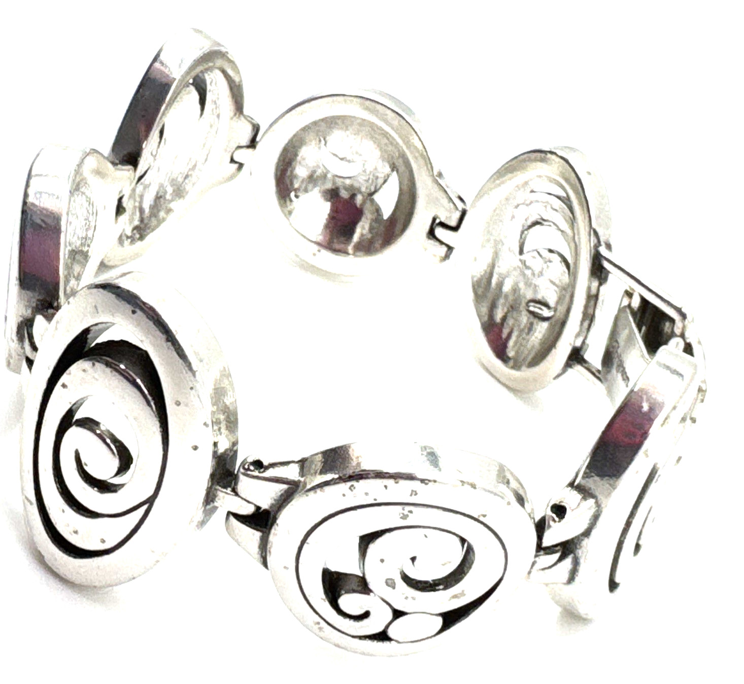 Brighton Contempo Chunky Spirals Linked Silver Bracelet 7.5 Inches