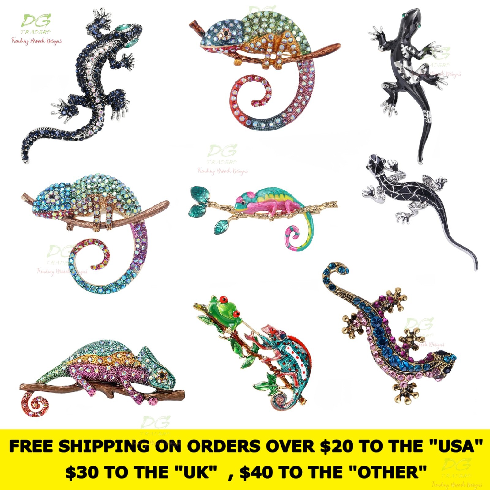 Wholesale Rhinestone Chameleon Brooch Lizard Pin Office Party Gifts Hot Sale