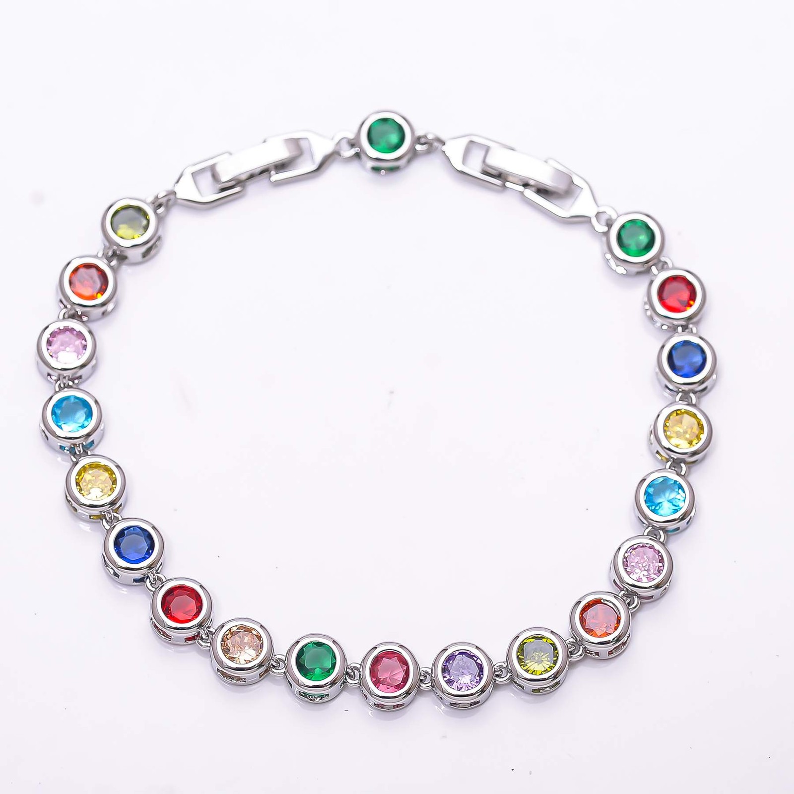 Multi Gemstone 925 Sterling Silver Tennis Bracelet 7.99″, Christmas Gift B68913