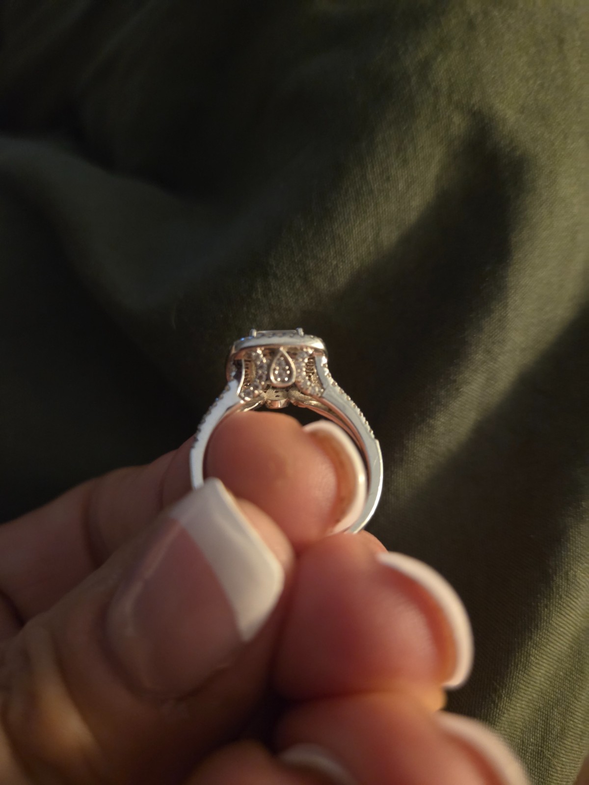 Berricle Brand Clear and Pink Halo style CZ engagement – Size 6