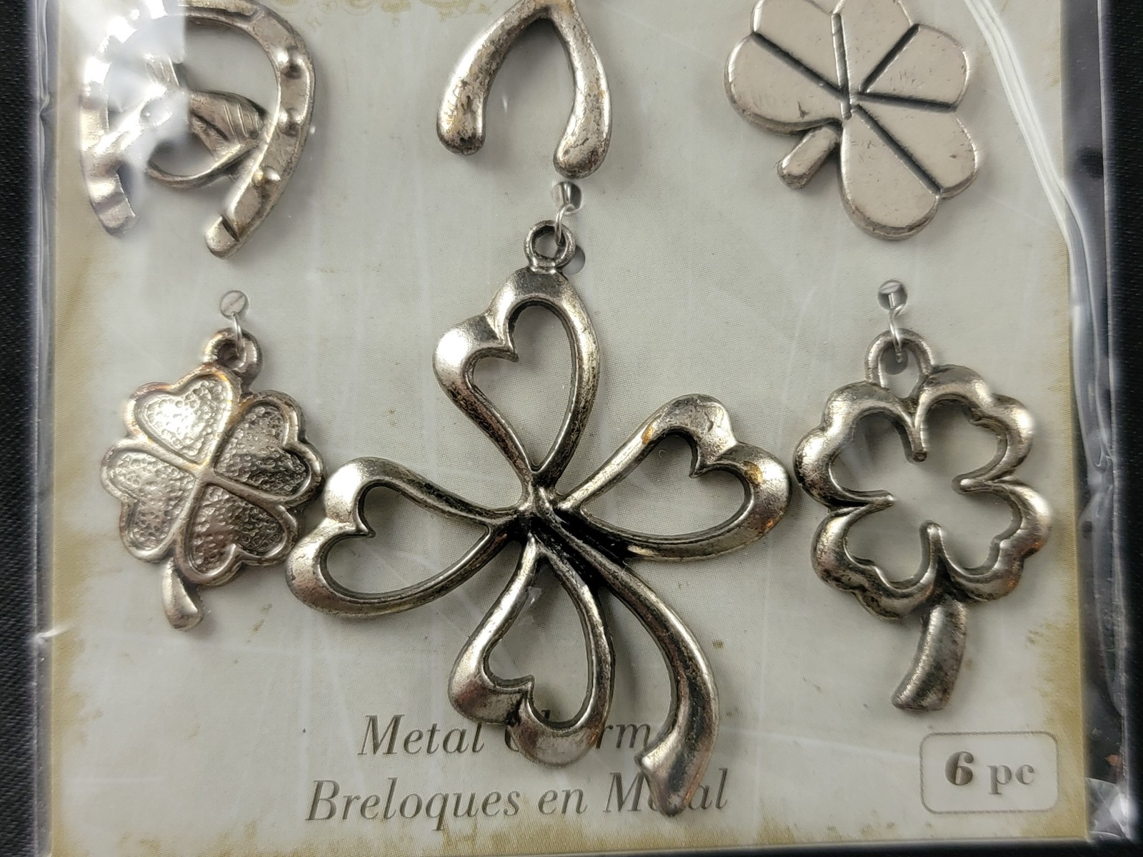 Blue Moon Beads Necklace Charms Lot of 4 Birds Horseshoe Four Leaf Clover Metal