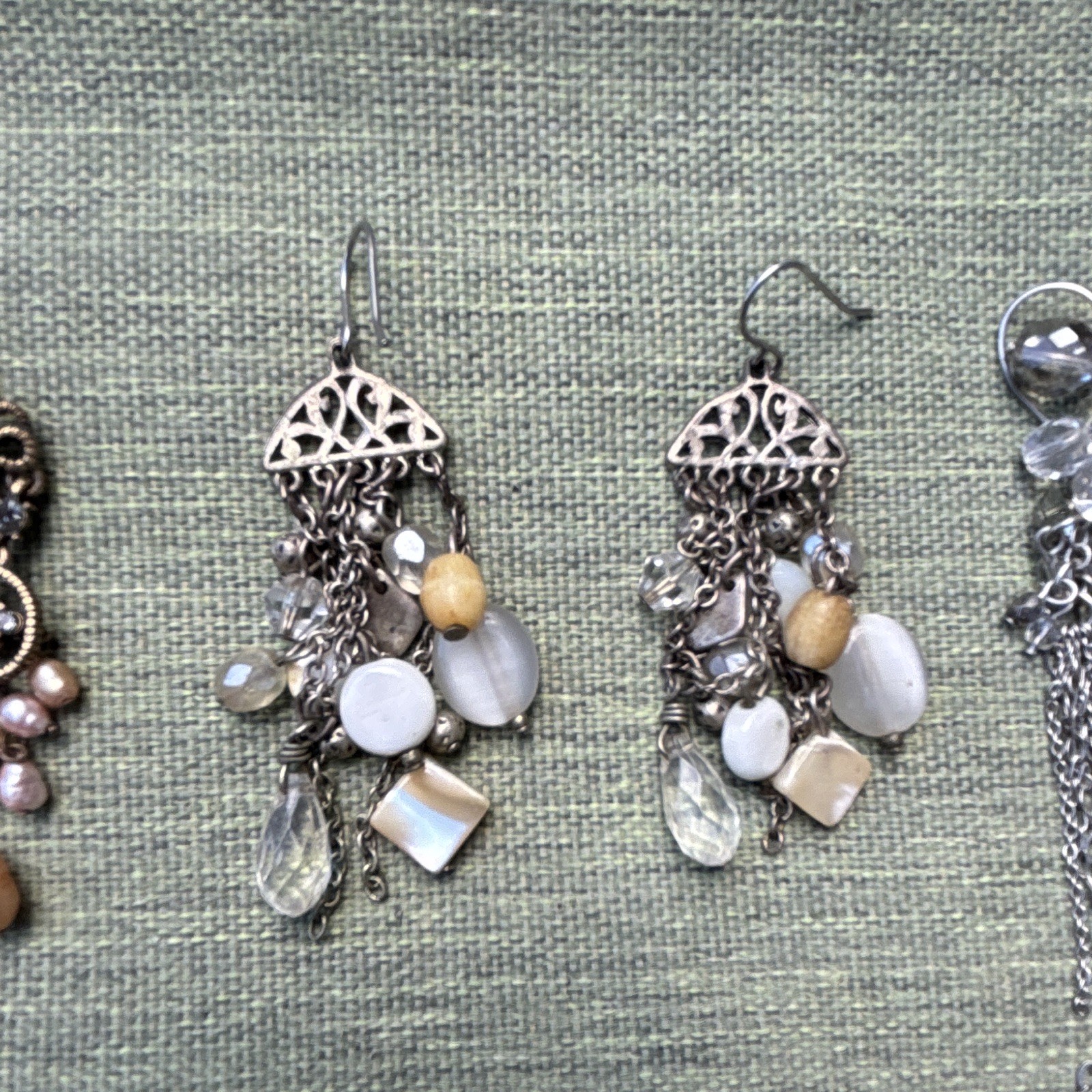 Vintage Chicos Lot of 6pair Dangle/Drop Earrings Pearl & Crystal Accents