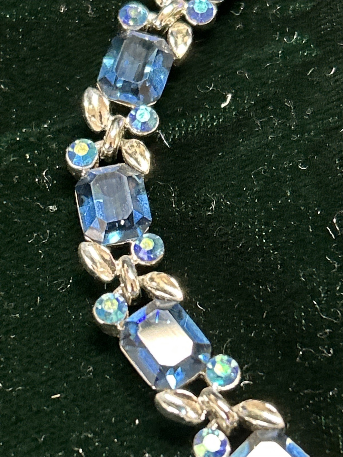 Vintage Signed Lisner Blue Rhinestone Choker Necklace