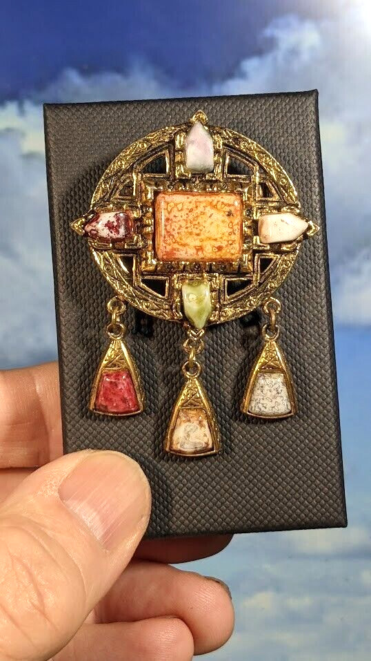 Vintage Celtic Knotwork Dangle Brooch, in Gift Box. 62mm x 45mm