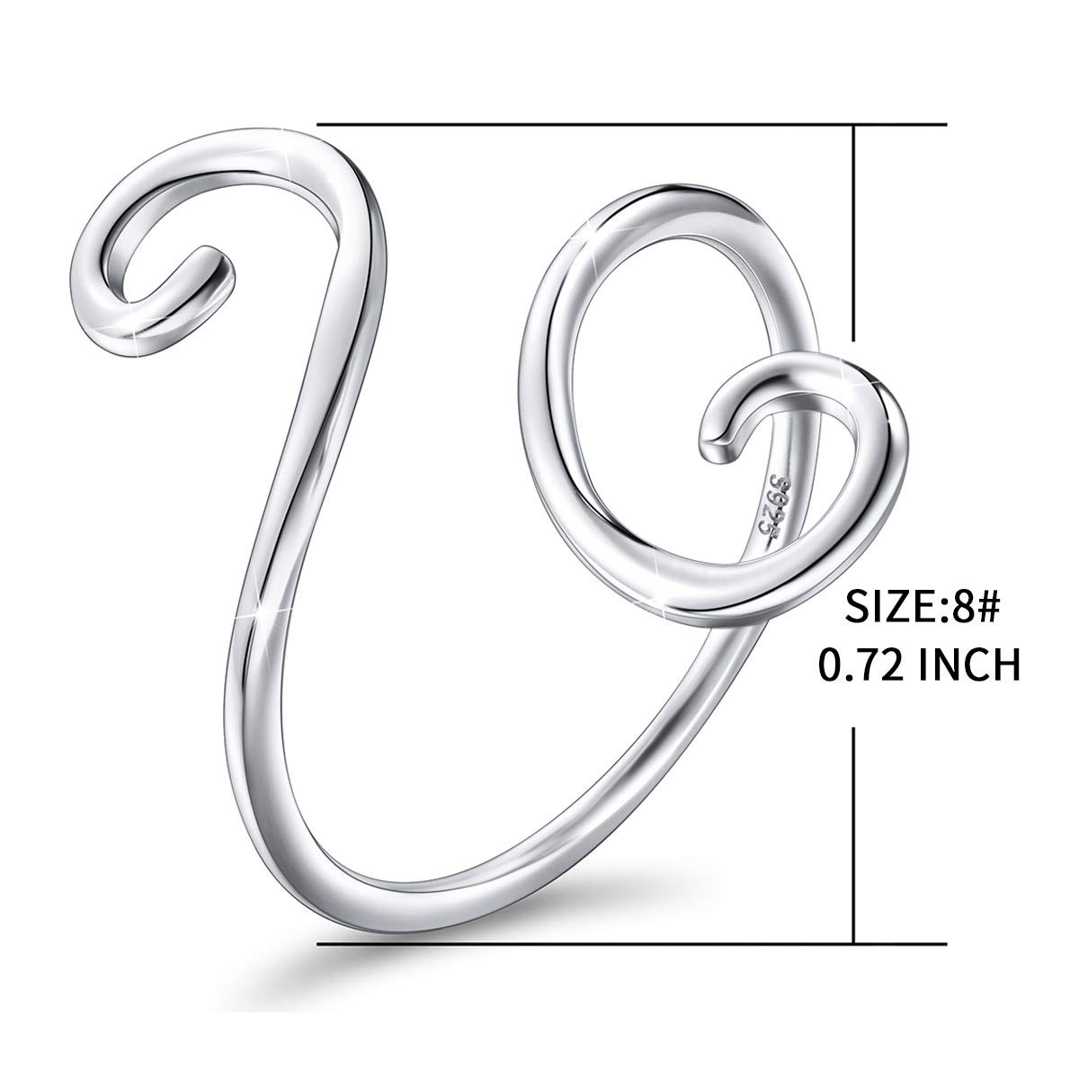 S925 Sterling Silver Adjustable Wrap Open Ring for Women