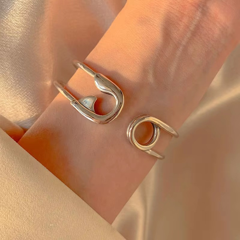 Gorgeous Safety Pin Adjustable Cuff Bracelet | 925 Sterling Silver Stamped