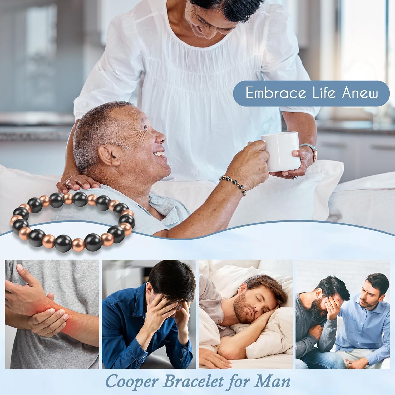 Men Women Bracelet Magnetic Therapy Arthritis Pain Relief Pure Solid Copper Bang