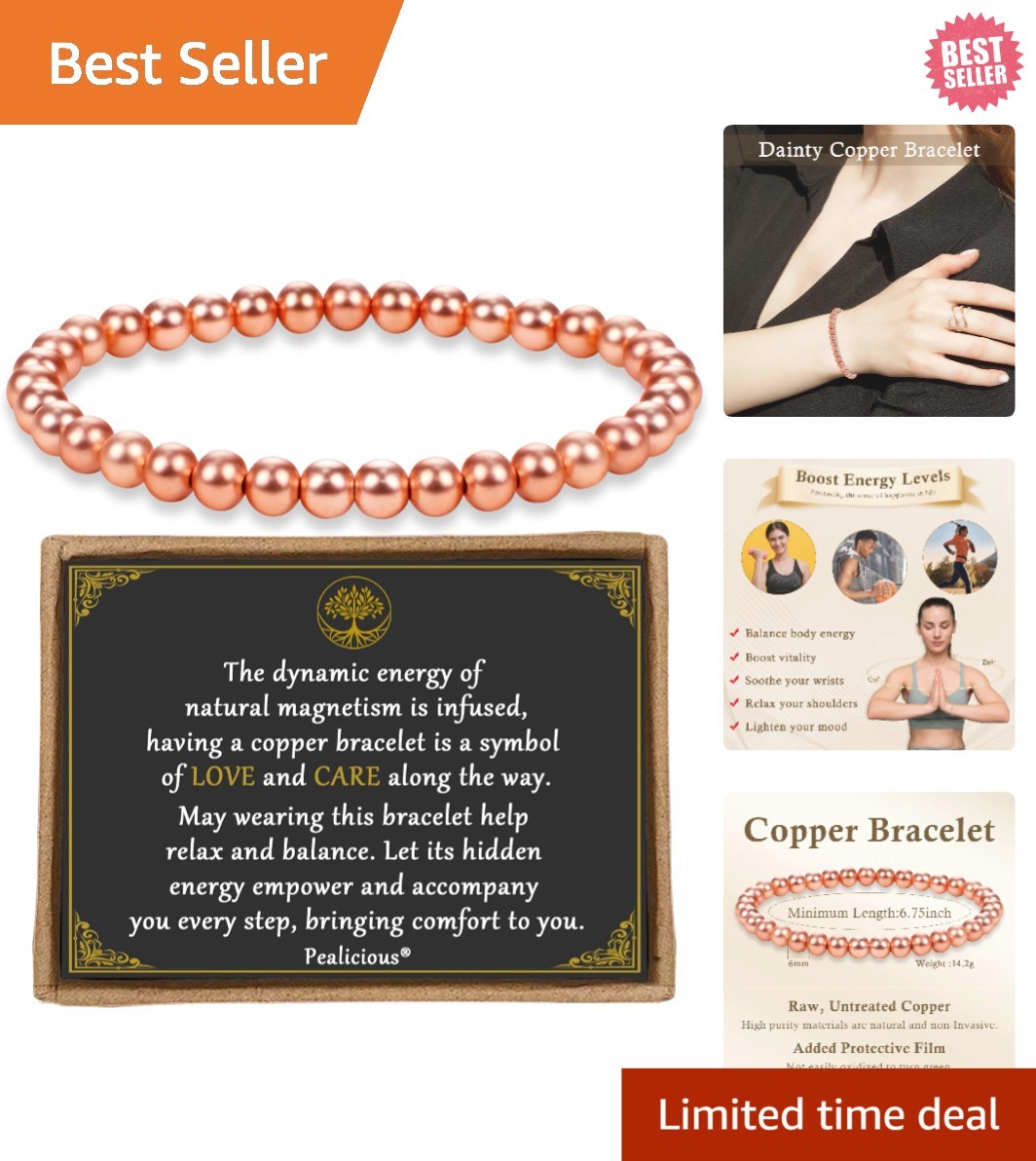 Dainty Copper Bead Bracelet for Him and Her – Thoughtful Gift for Any Occasion