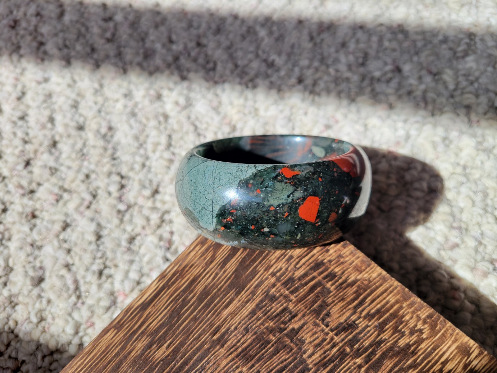 Natural Dragon Blood Jasper Stone Quartz Bangle 56mm Bracelet Heliotrope