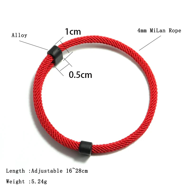 Fashion Mens Bracelet Set 2pcs Sliding Adjustable Lucky Red Thread Braslet