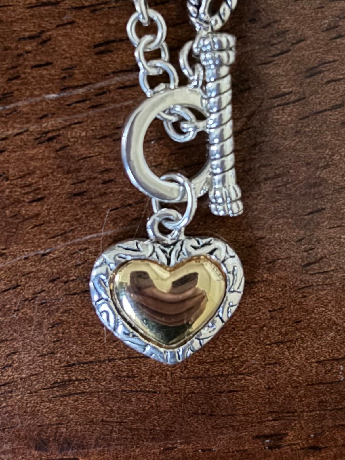 Premier Designs Everlasting Necklace – Silvertone and Goldtone w/ Heart Pendant