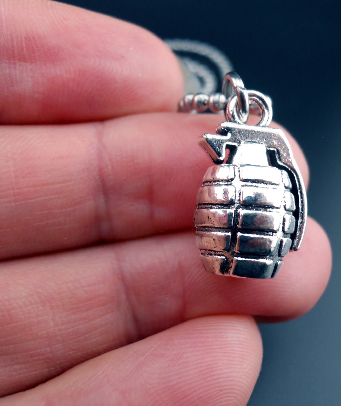 Hand Grenade Necklace Pineapple Pendant Stainless Ball Chain New MK 2 Weapon
