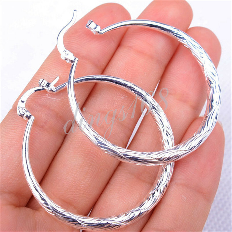 Classic 925 Sterling Silver Nickle-Free/Lead-Free 1.5″ Medium-Size Hoop Earrings