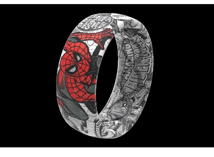 Marvel Groove Life “SpiderMan Black & White Comic” Silicone Ring Size 11