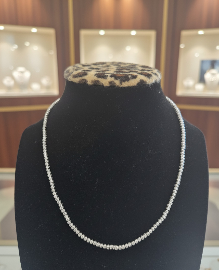 Women’s Ladies Girls Silver Diamond Cut Elegance Stainless Steel Necklace