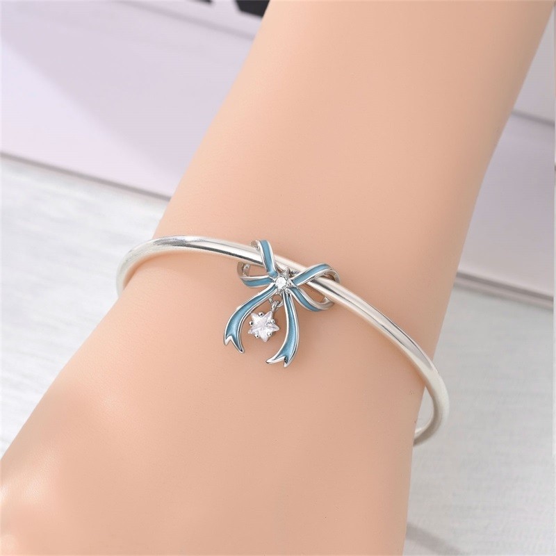 PANDACH 925 Sterling Silver Bow Charm For Bracelet & Necklace Pendant DIY Beads